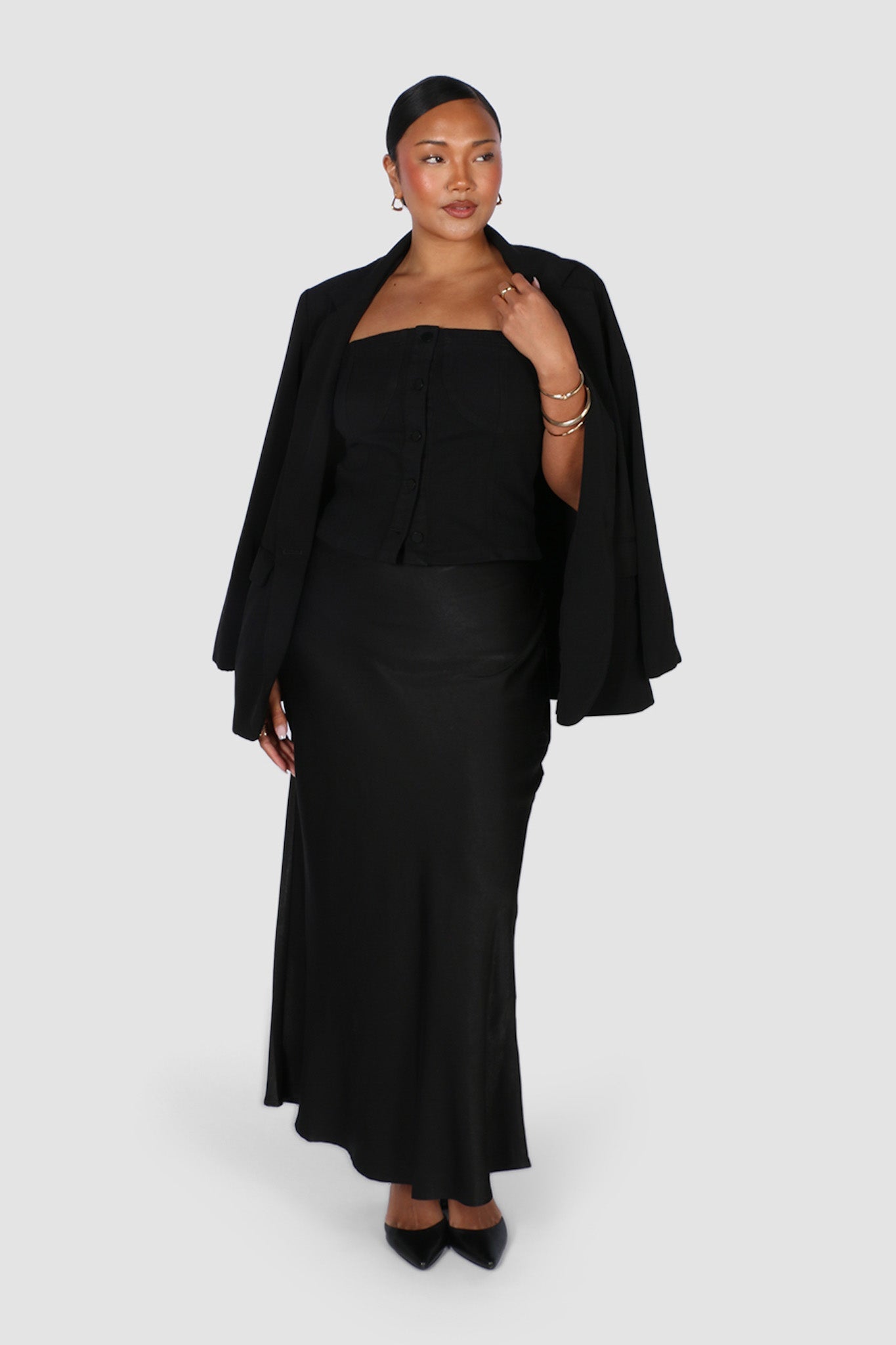 SIREN DENIM TOP BLACK - Fayt The Label