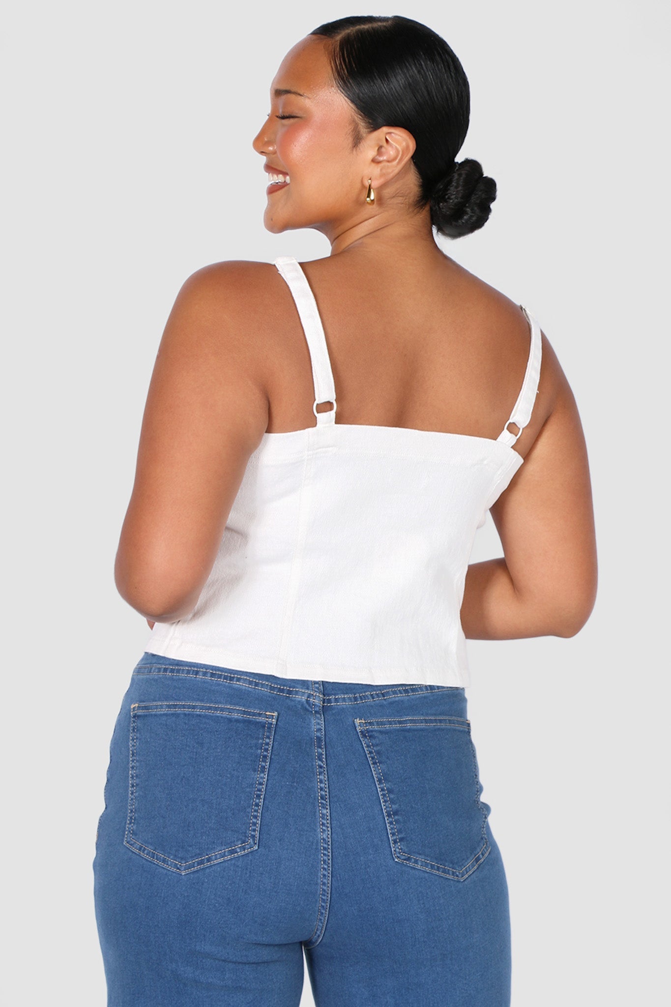 SIREN DENIM TOP WHITE - Fayt The Label
