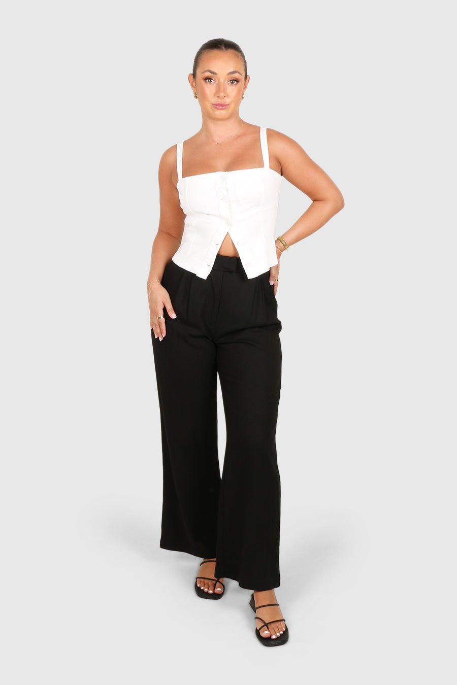 SIREN DENIM TOP WHITE - Fayt The Label