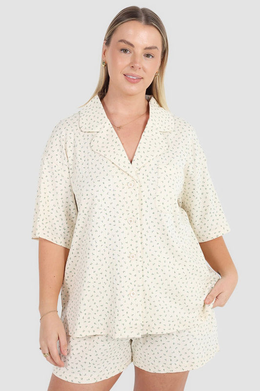 SLEEP BUTTON SHIRT GARDEN LULLABY - Fayt The Label