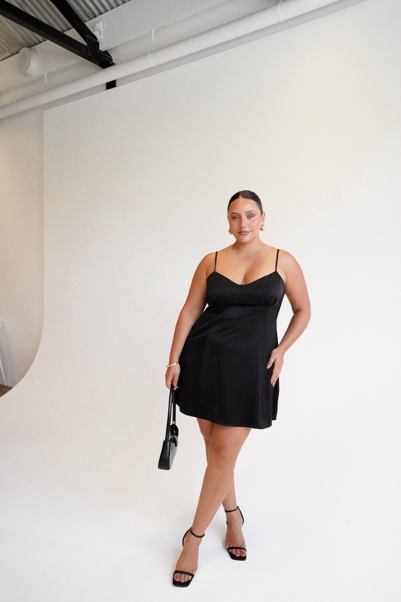 SOFIA SILKY SLIP MINI DRESS BLACK - Fayt The Label