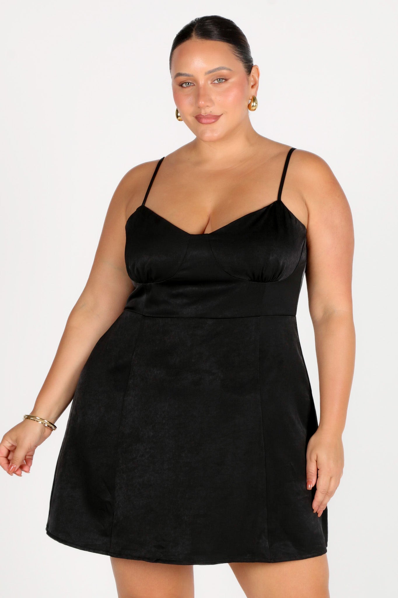 SOFIA SILKY SLIP MINI DRESS BLACK - Fayt The Label