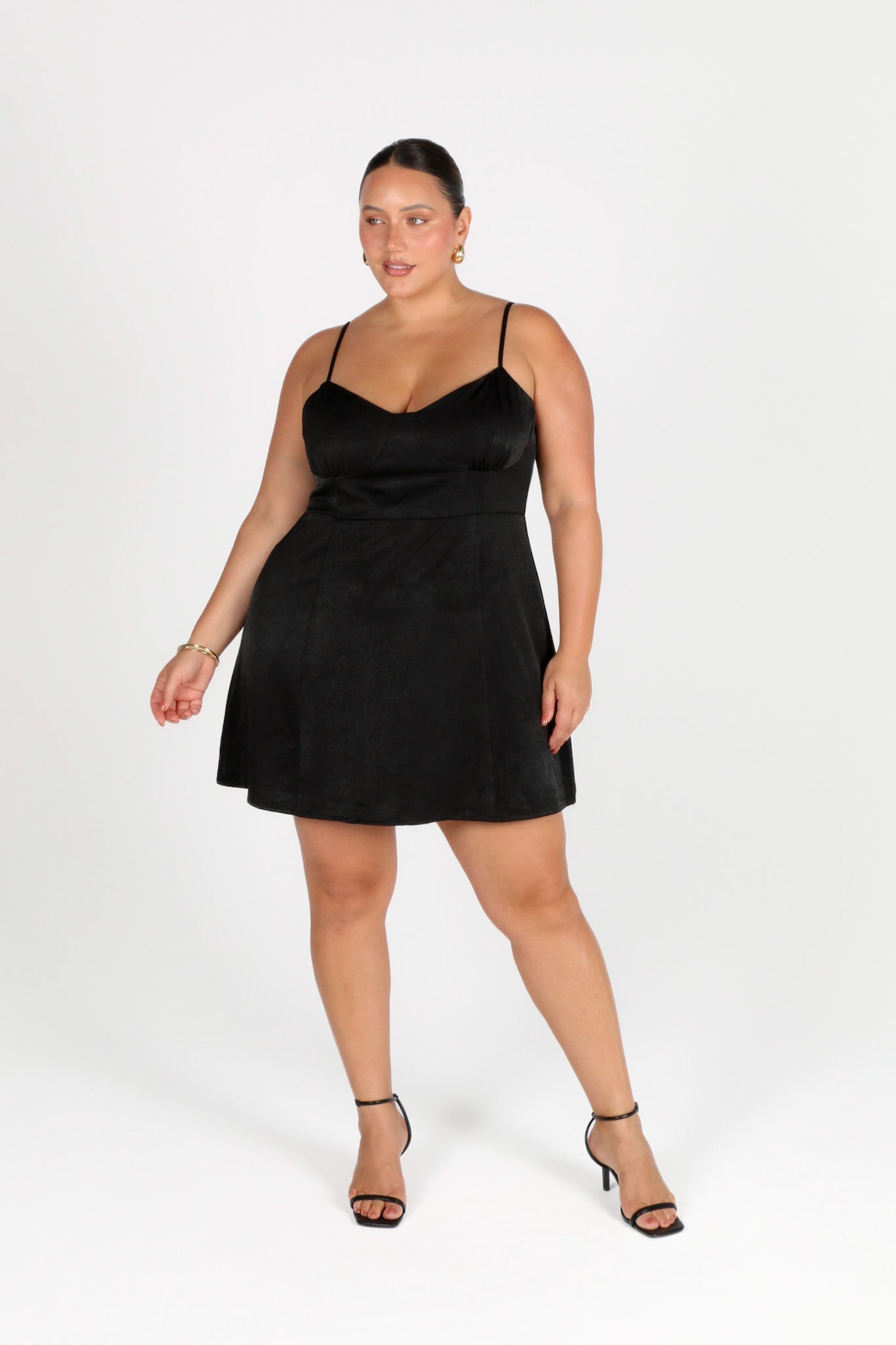 SOFIA SILKY SLIP MINI DRESS BLACK - Fayt The Label