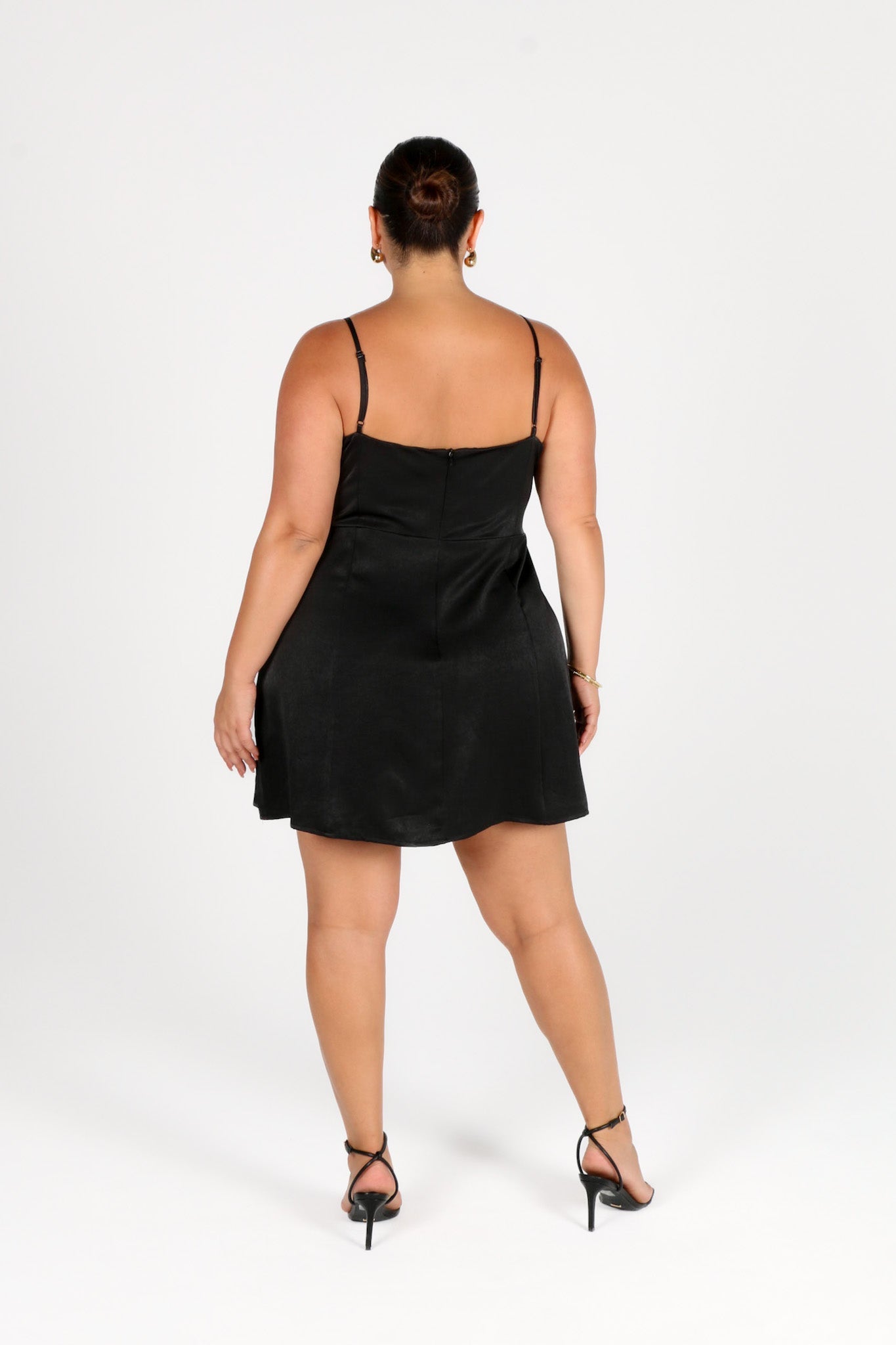 SOFIA SILKY SLIP MINI DRESS BLACK - Fayt The Label