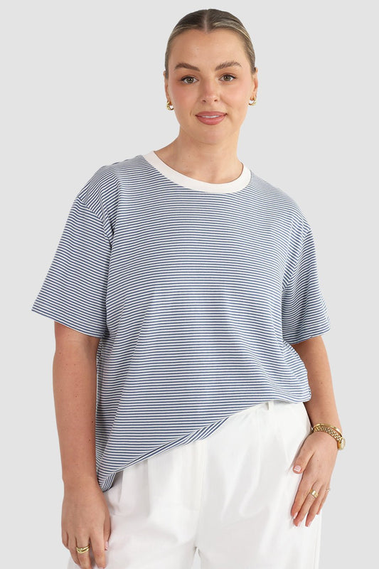 SPENCER STRIPE TEE BLUE/WHITE - Fayt The Label