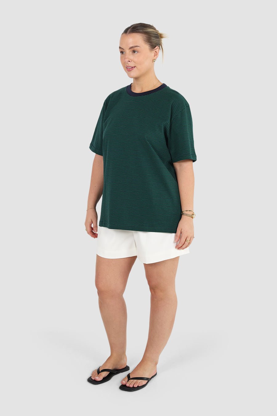 SPENCER STRIPE TEE GREEN/NAVY - Fayt The Label