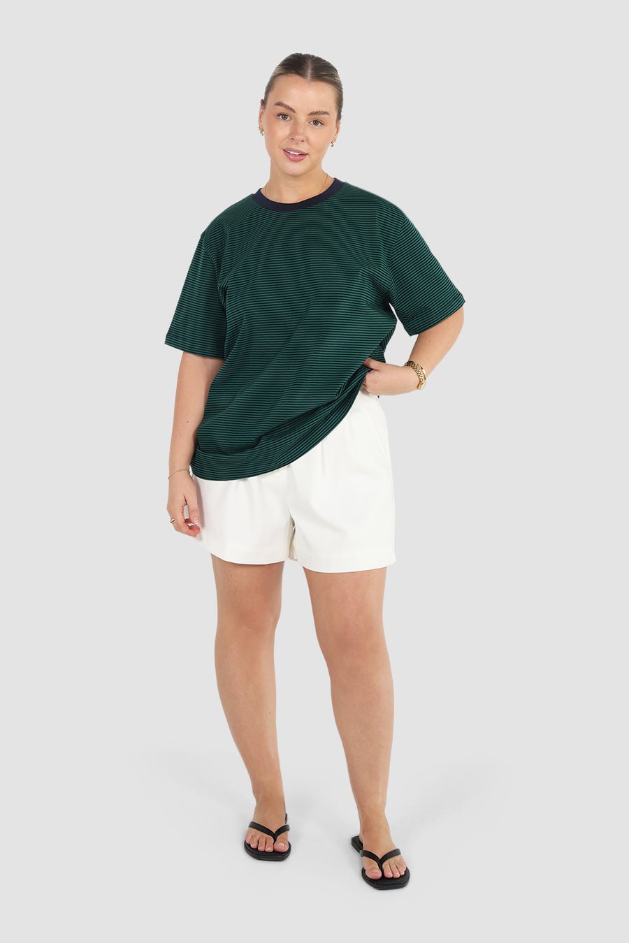 SPENCER STRIPE TEE GREEN/NAVY - Fayt The Label