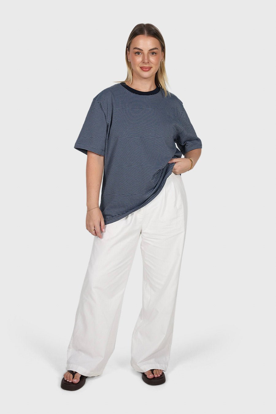 SPENCER STRIPE TEE NAVY/BLUE - Fayt The Label
