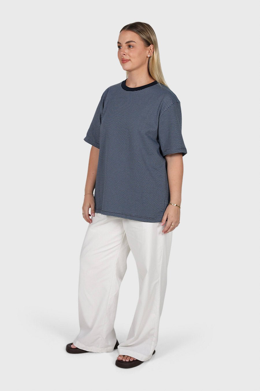 SPENCER STRIPE TEE NAVY/BLUE - Fayt The Label