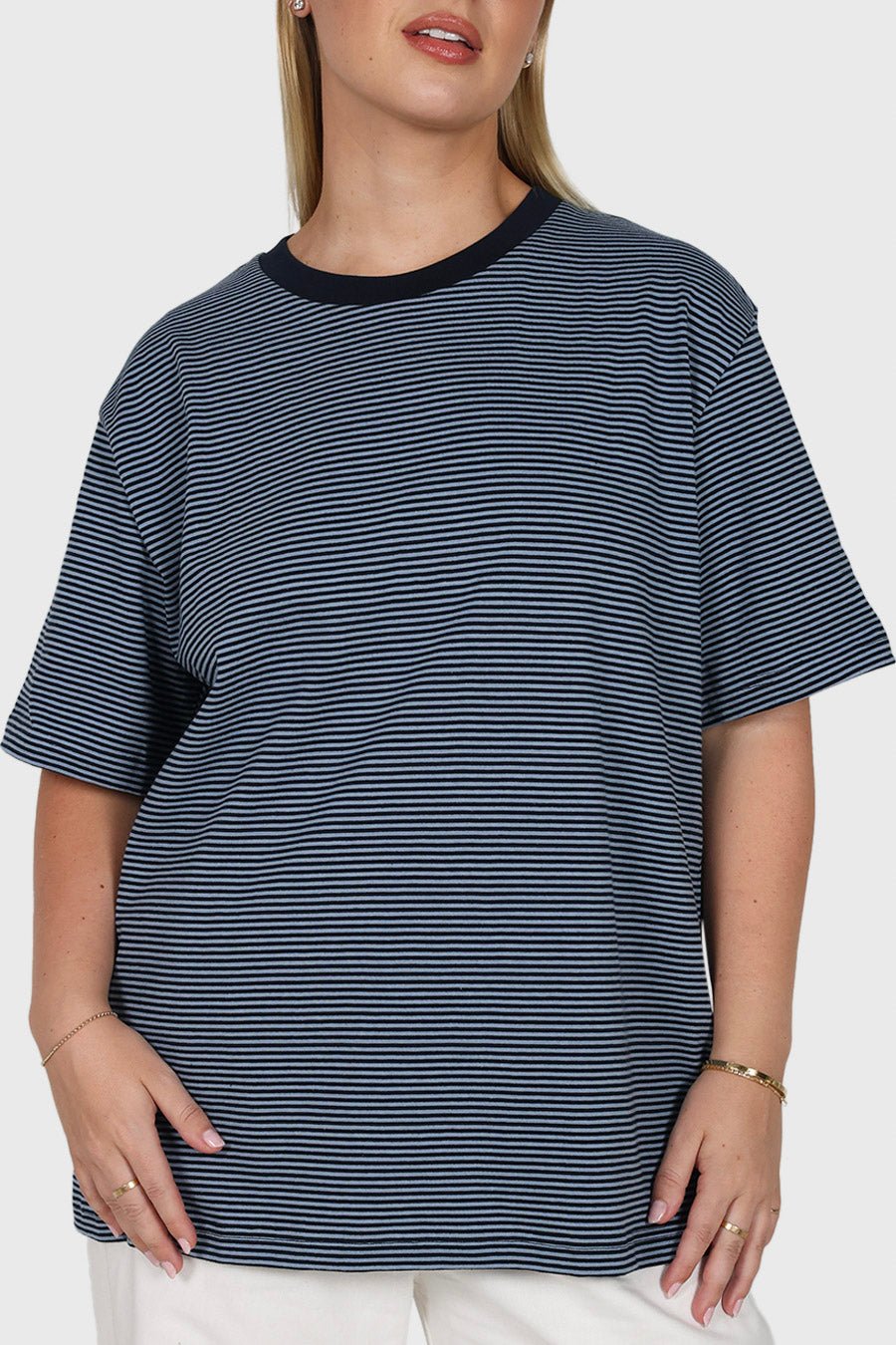 SPENCER STRIPE TEE NAVY/BLUE - Fayt The Label