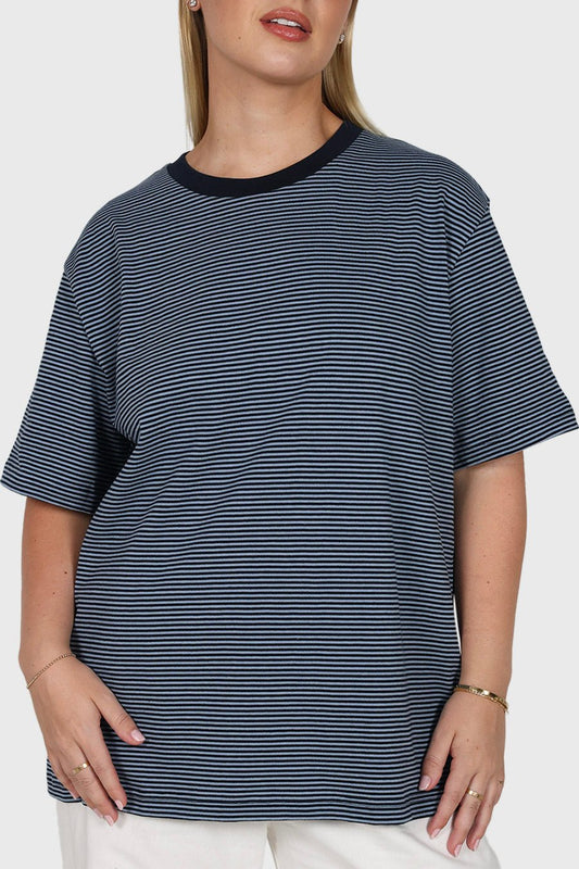 SPENCER STRIPE TEE NAVY/BLUE - Fayt The Label