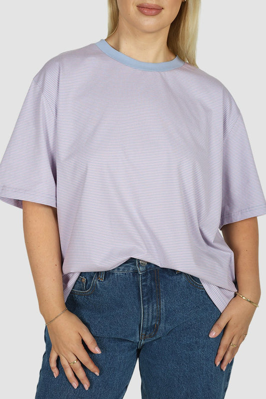 SPENCER STRIPE TEE PINK/BLUE - Fayt The Label