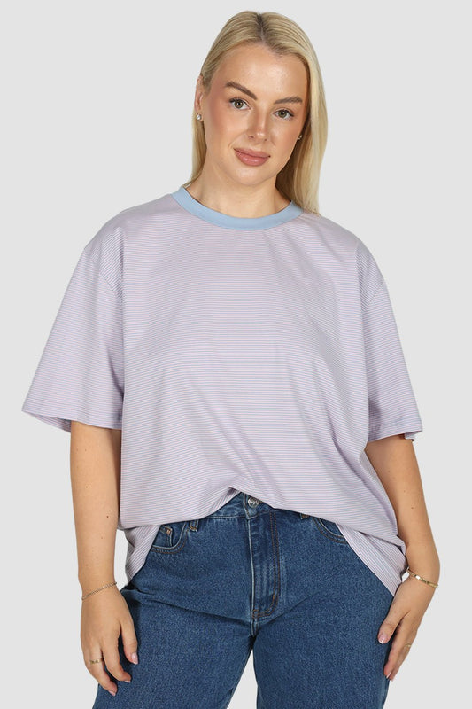 SPENCER STRIPE TEE PINK/BLUE - Fayt The Label