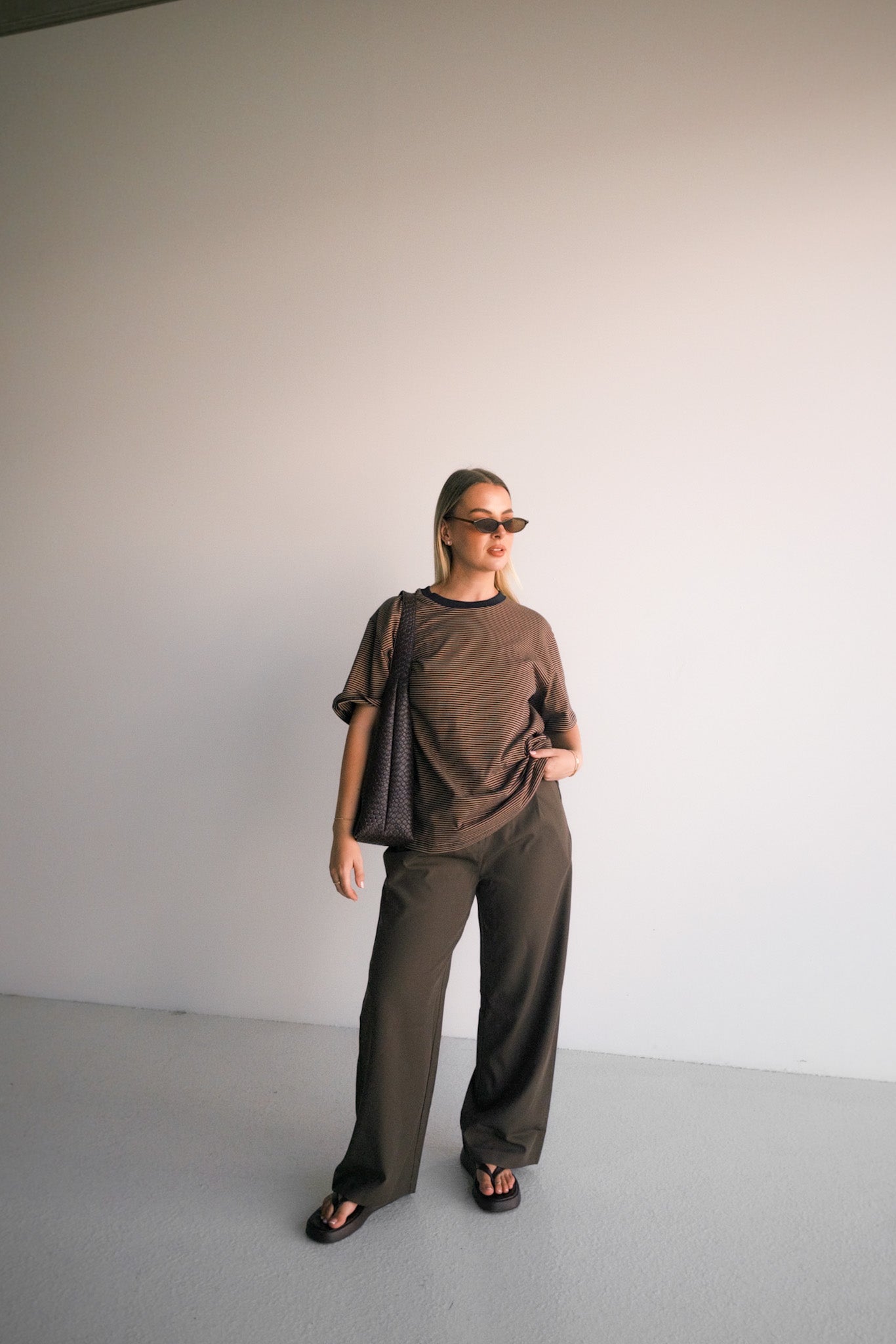 SPENCER STRIPE TEE TAN/NAVY - Fayt The Label