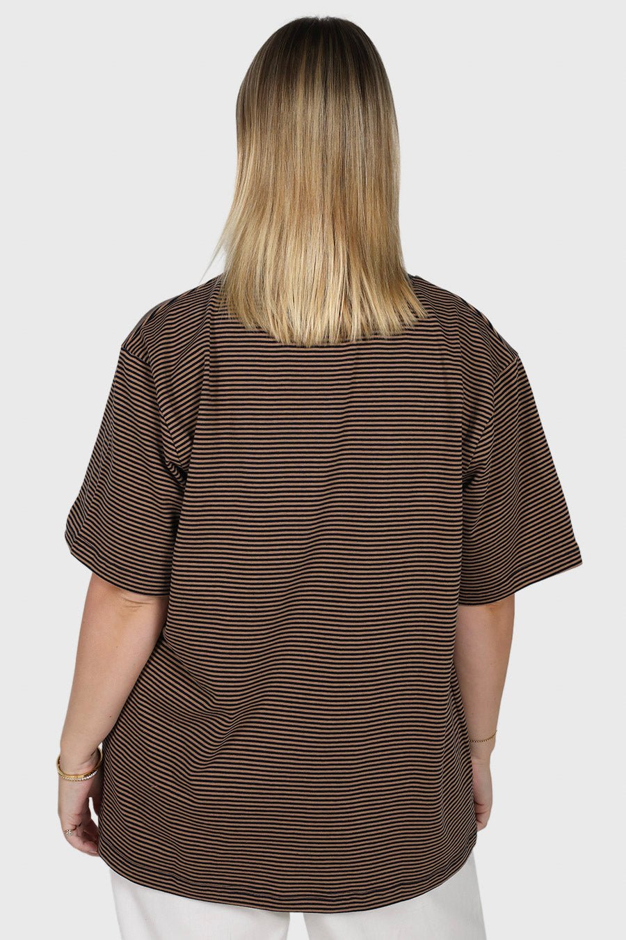 SPENCER STRIPE TEE TAN/NAVY - Fayt The Label