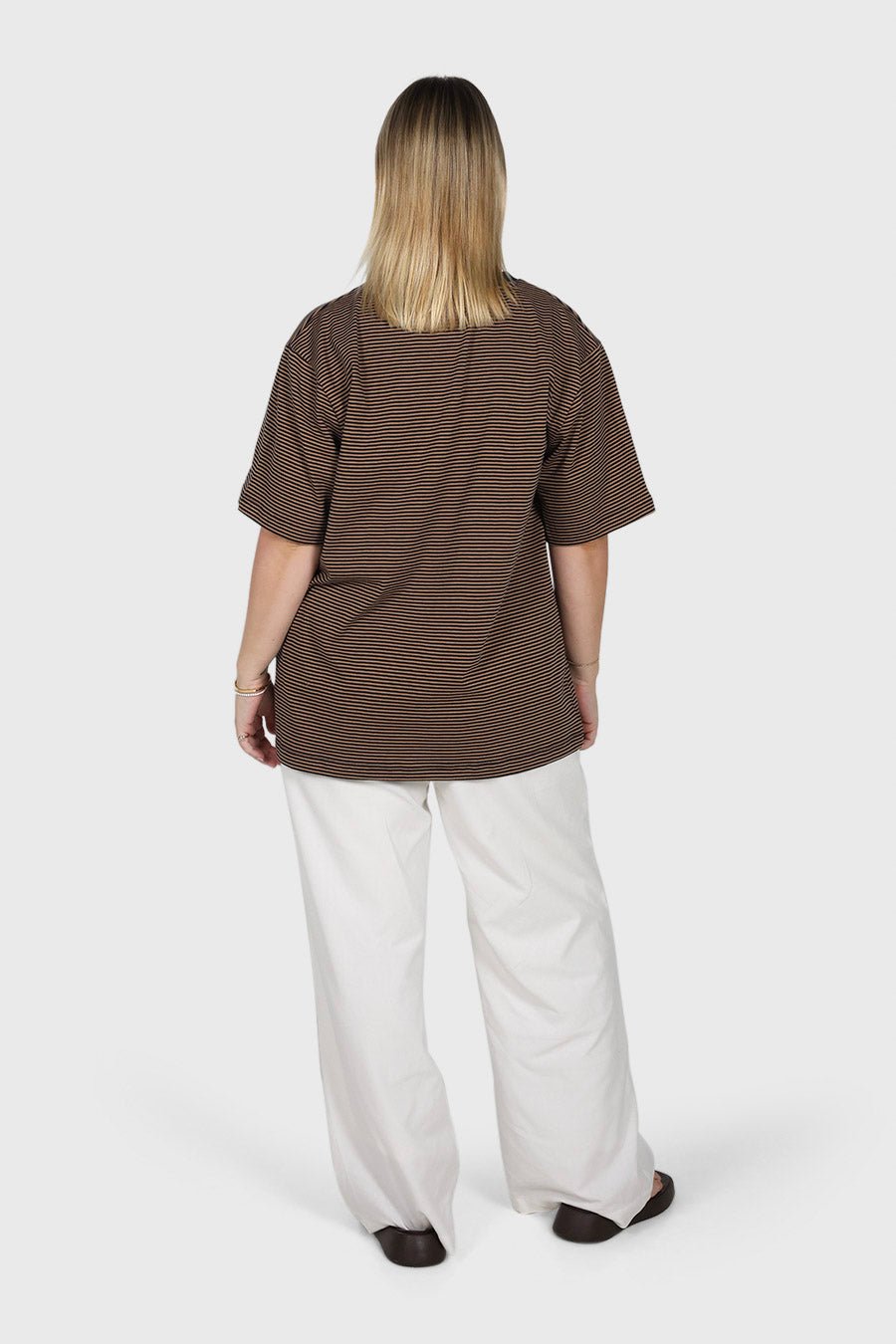 SPENCER STRIPE TEE TAN/NAVY - Fayt The Label