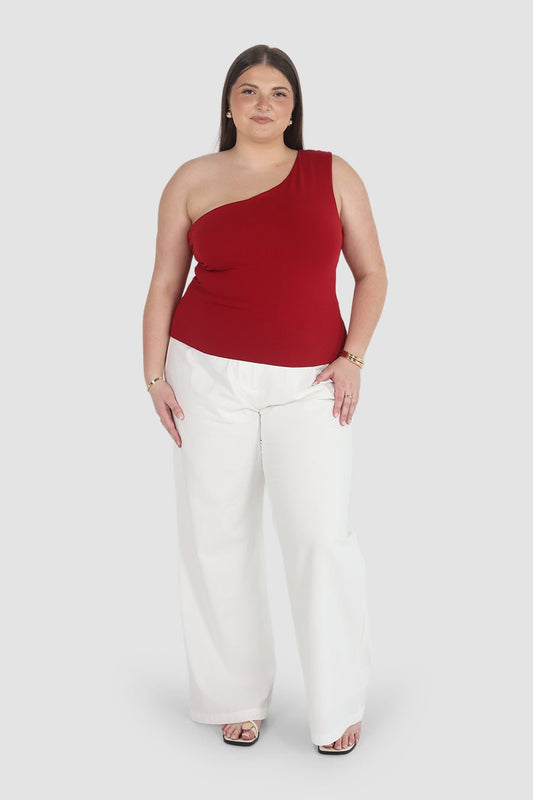 SULLIVAN ONE SHOULDER TOP CHERRY - Fayt The Label