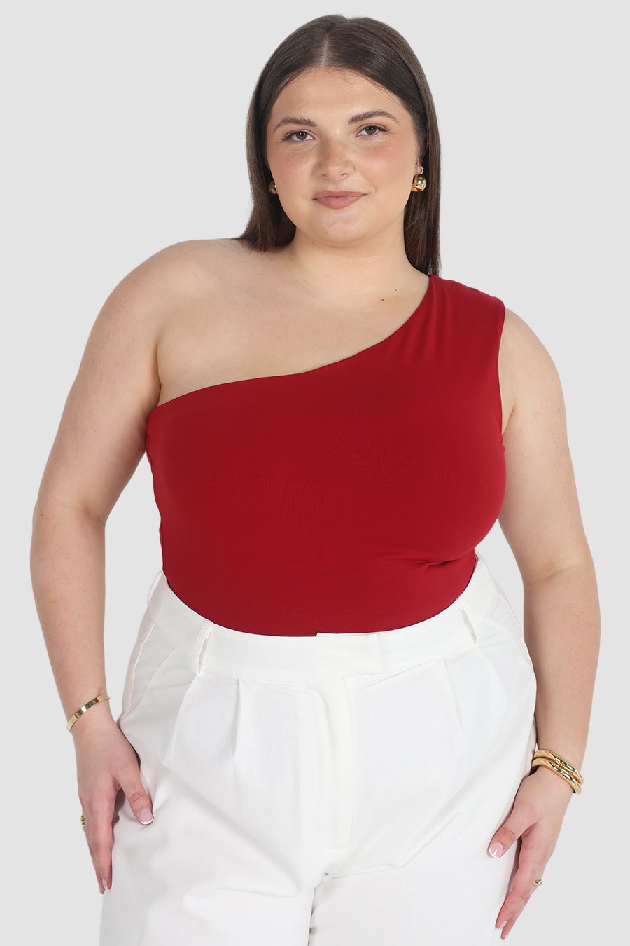 SULLIVAN ONE SHOULDER TOP CHERRY - Fayt The Label