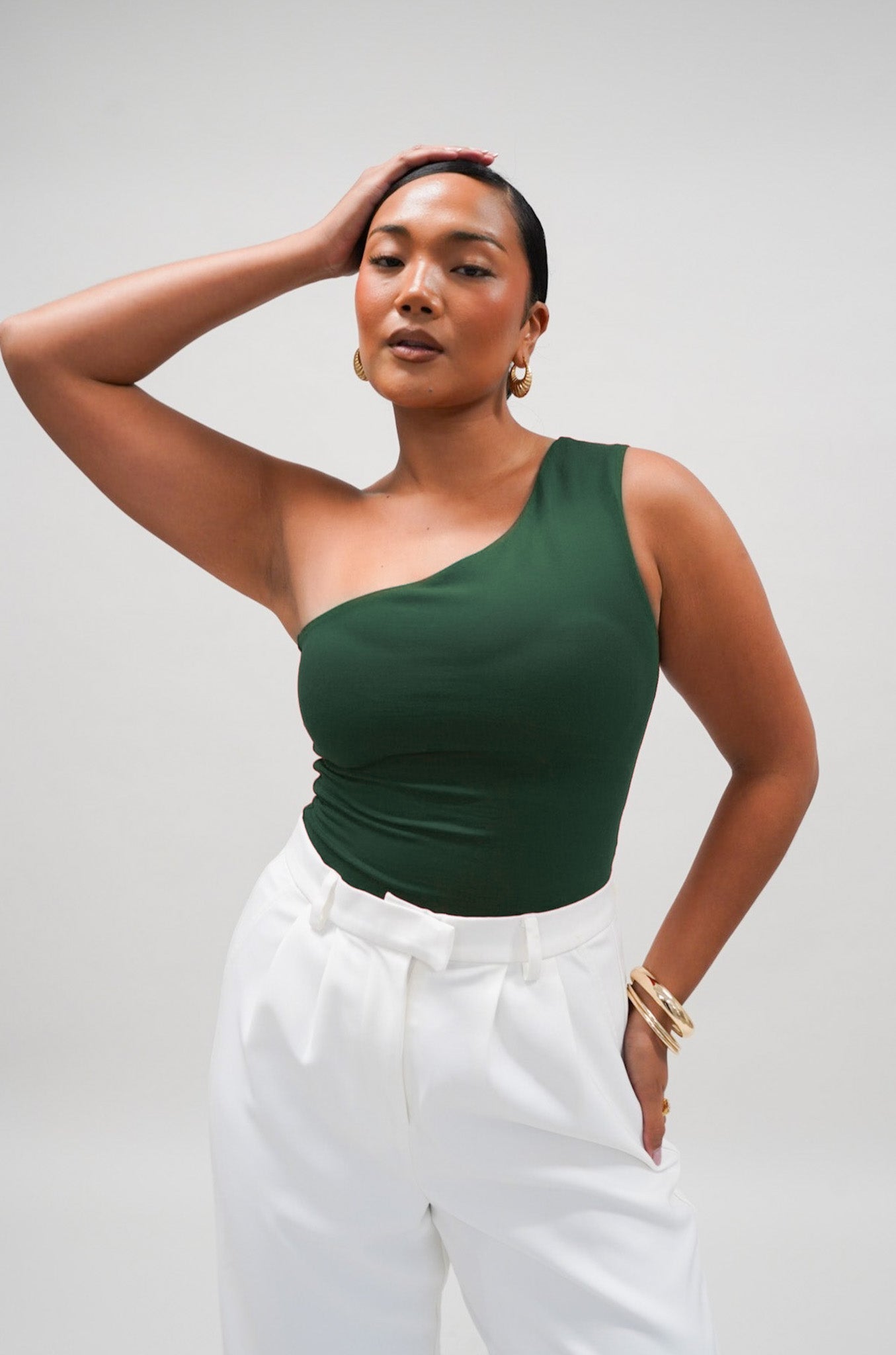 SULLIVAN ONE SHOULDER TOP DEEP GREEN - Fayt The Label