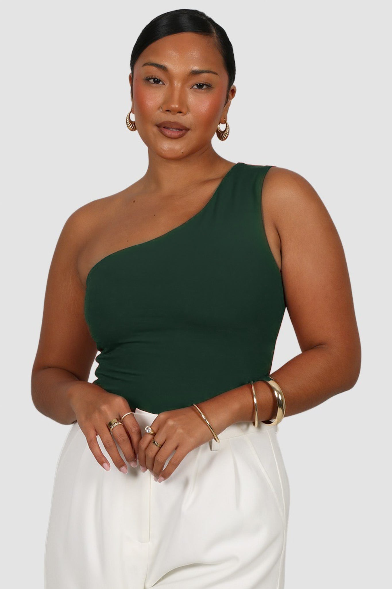 SULLIVAN ONE SHOULDER TOP DEEP GREEN - Fayt The Label