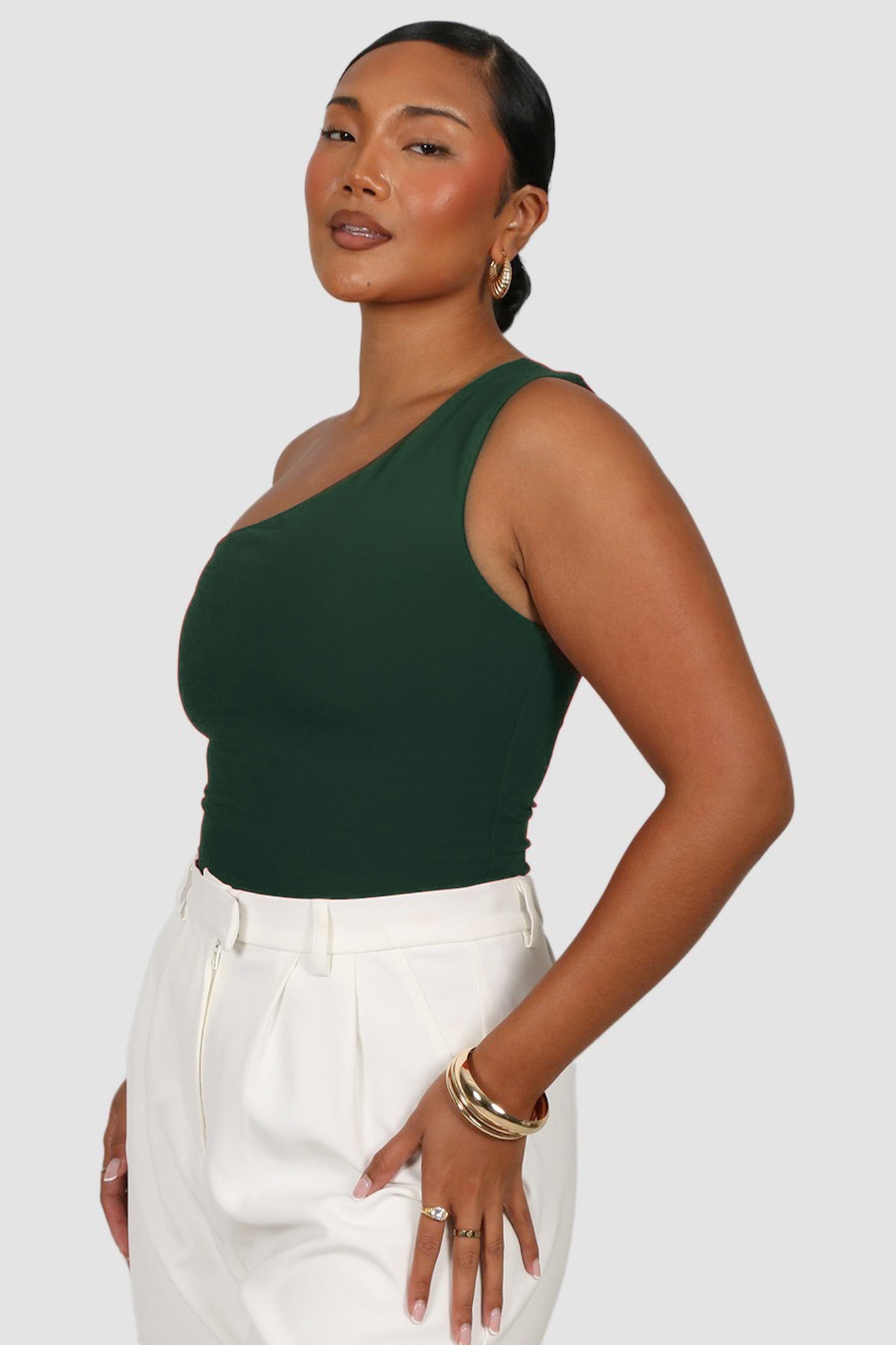 SULLIVAN ONE SHOULDER TOP DEEP GREEN - Fayt The Label