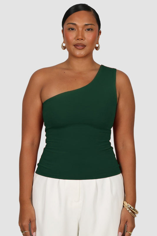 SULLIVAN ONE SHOULDER TOP DEEP GREEN - Fayt The Label