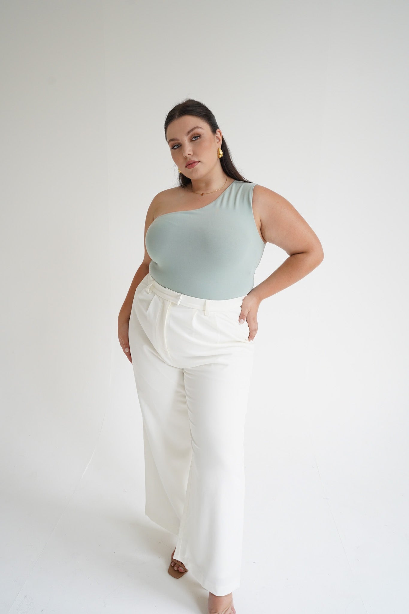 SULLIVAN ONE SHOULDER TOP SEAFOAM - Fayt The Label