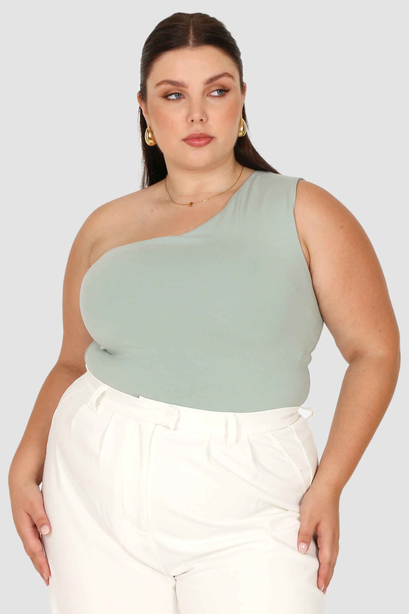SULLIVAN ONE SHOULDER TOP SEAFOAM - Fayt The Label