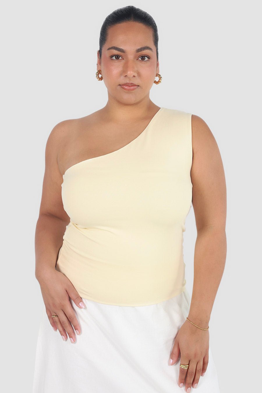 SULLIVAN ONE SHOULDER TOP SOFT BUTTER - Fayt The Label