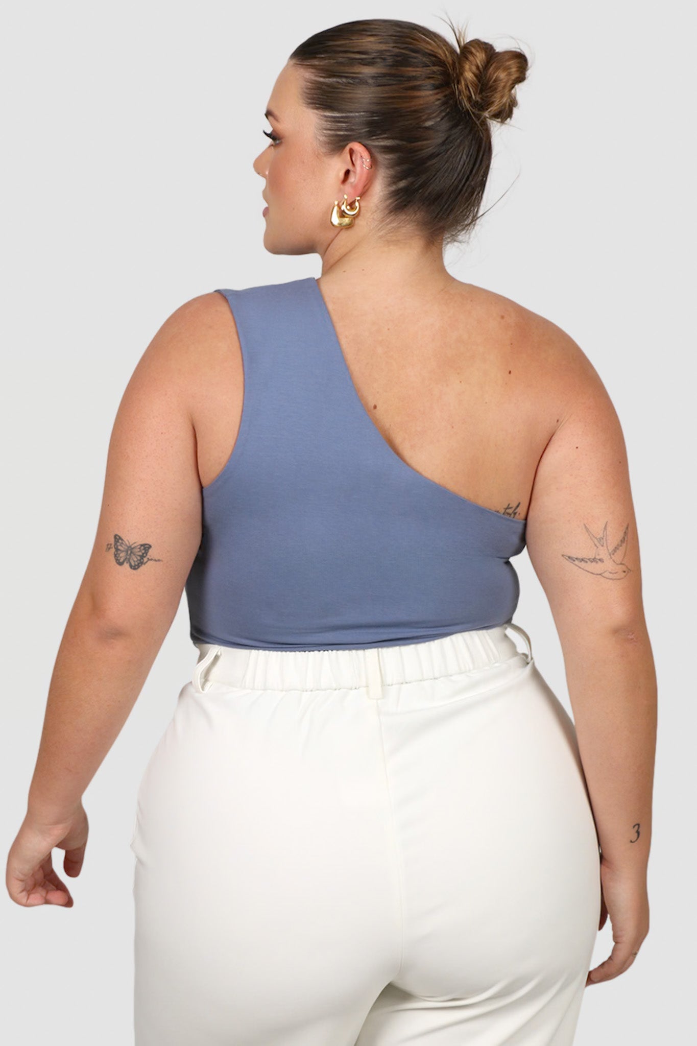 SULLIVAN ONE SHOULDER TOP STEEL BLUE - Fayt The Label