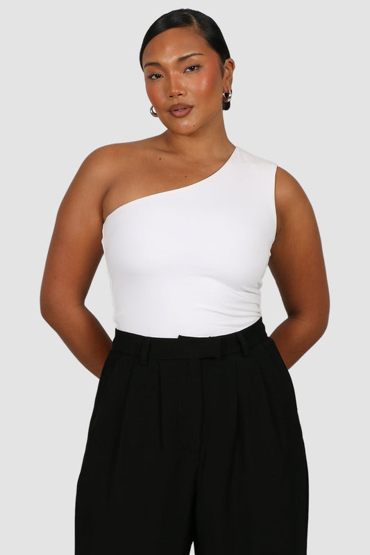 SULLIVAN ONE SHOULDER TOP WHITE - Fayt The Label