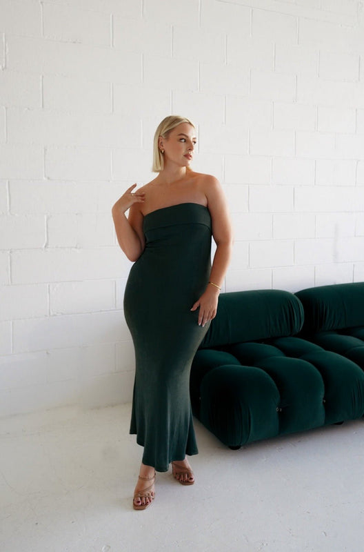 SURI MIDI DRESS PINE - Fayt The Label