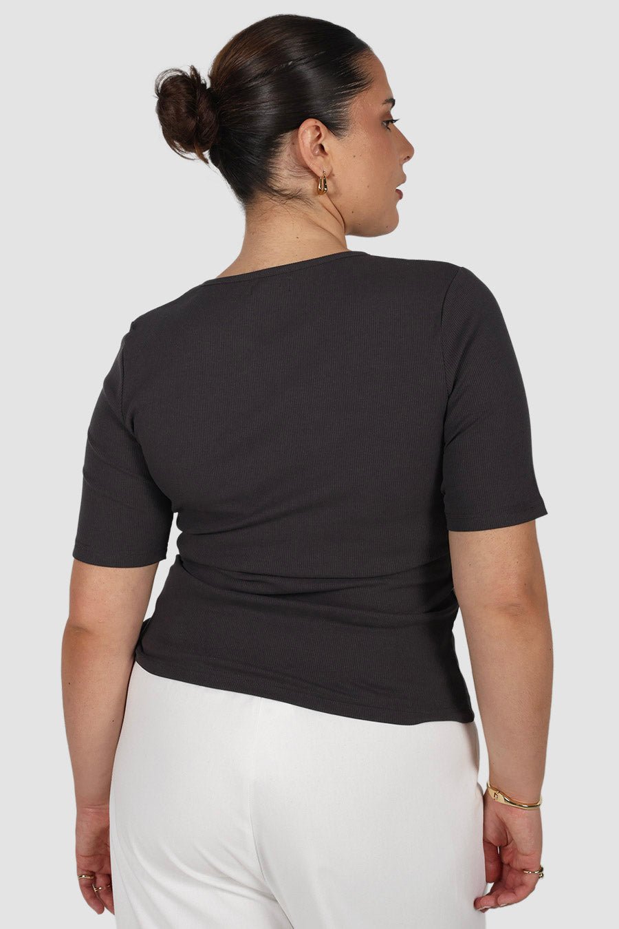 TATE RIB TOP CHARCOAL - Fayt The Label
