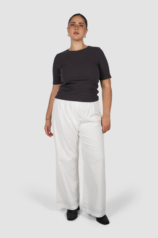 TATE RIB TOP CHARCOAL - Fayt The Label