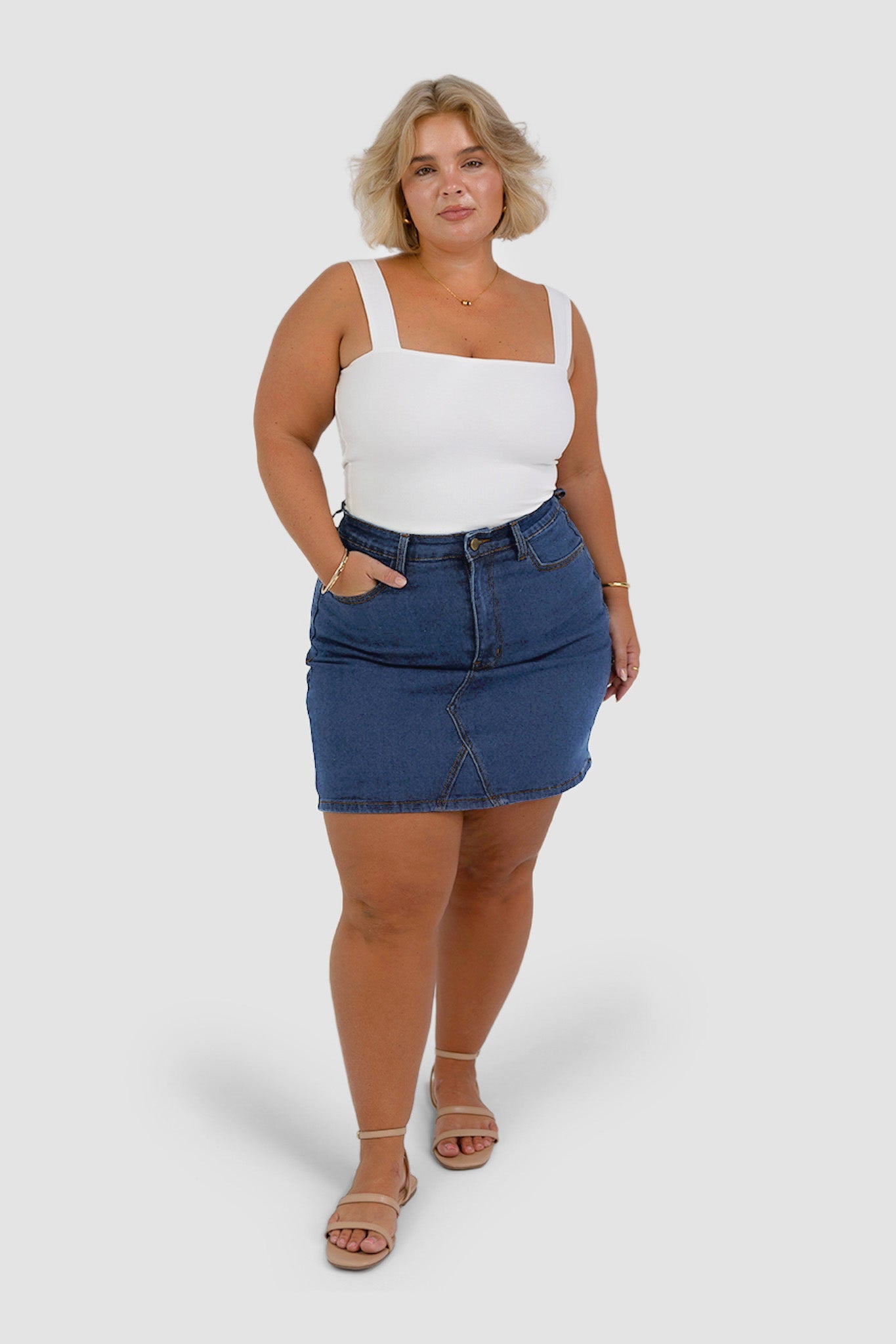 TAYO DENIM SKIRT DEEP BLUE - Fayt The Label