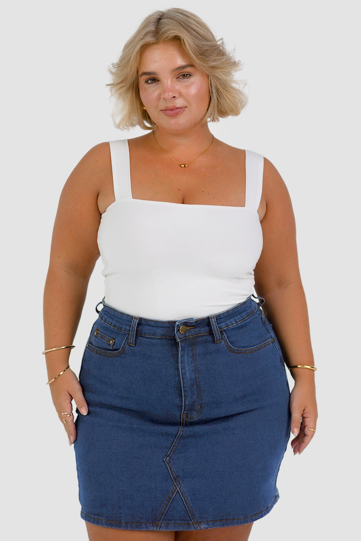 TAYO DENIM SKIRT DEEP BLUE - Fayt The Label