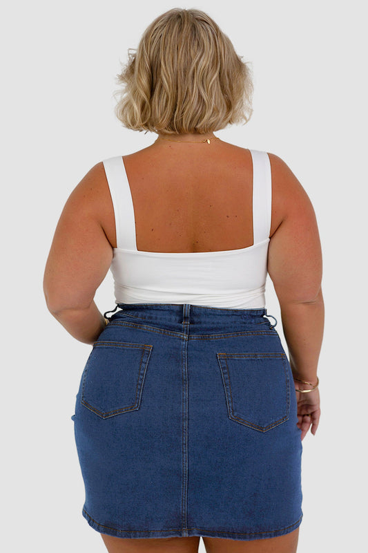 TAYO DENIM SKIRT DEEP BLUE - Fayt The Label