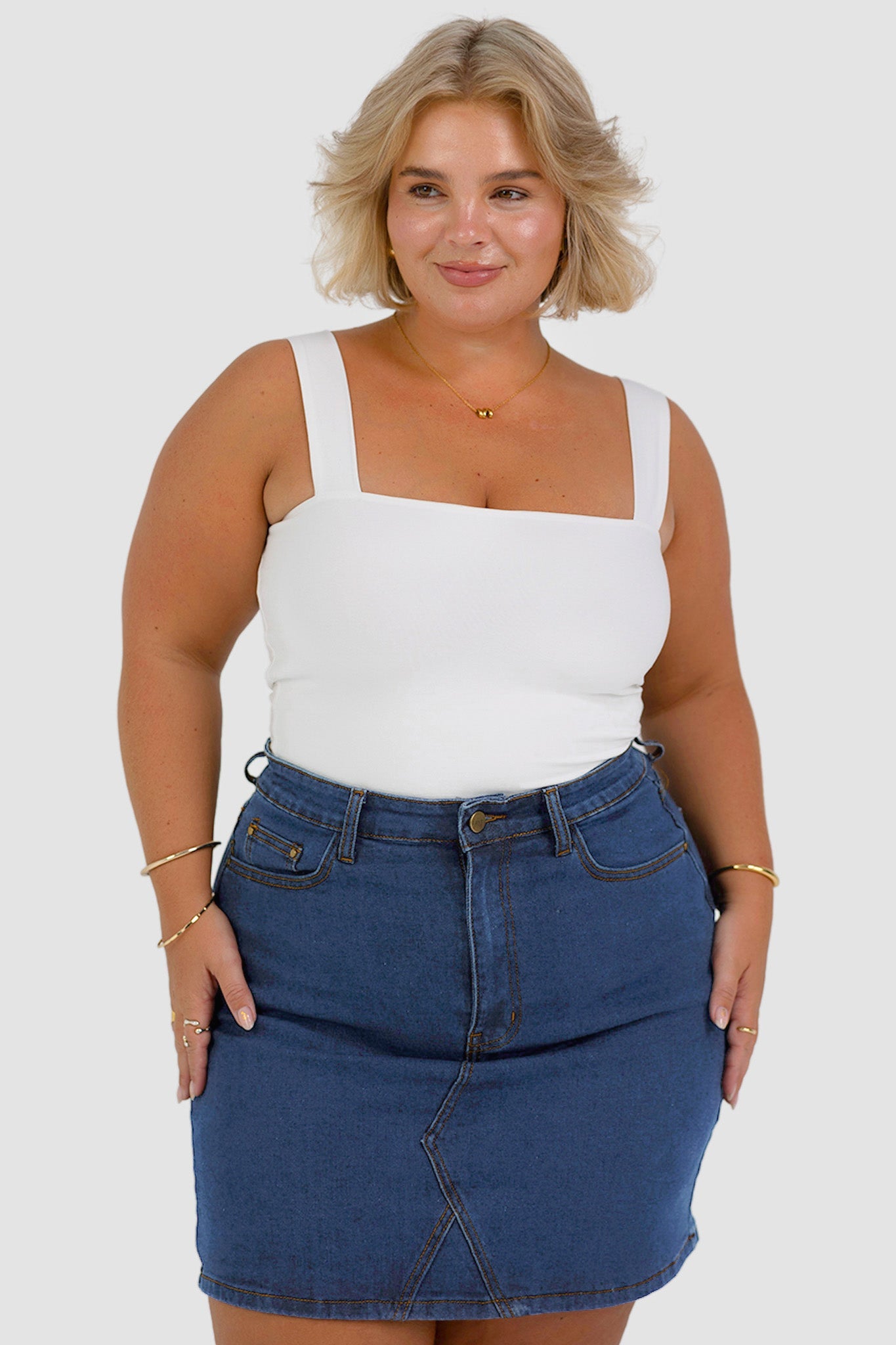 TAYO DENIM SKIRT DEEP BLUE - Fayt The Label