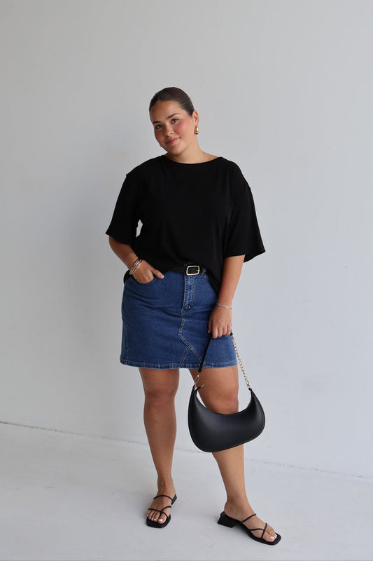TAYO DENIM SKIRT MIDNIGHT BLUE - Fayt The Label