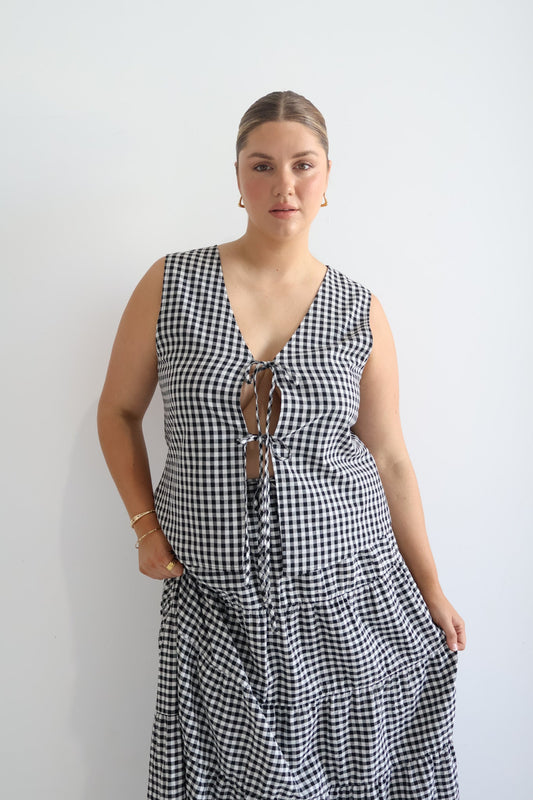 TORBIN TOP B&W GINGHAM - Fayt The Label