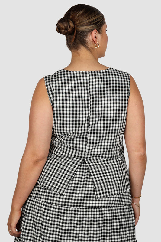 TORBIN TOP B&W GINGHAM - Fayt The Label