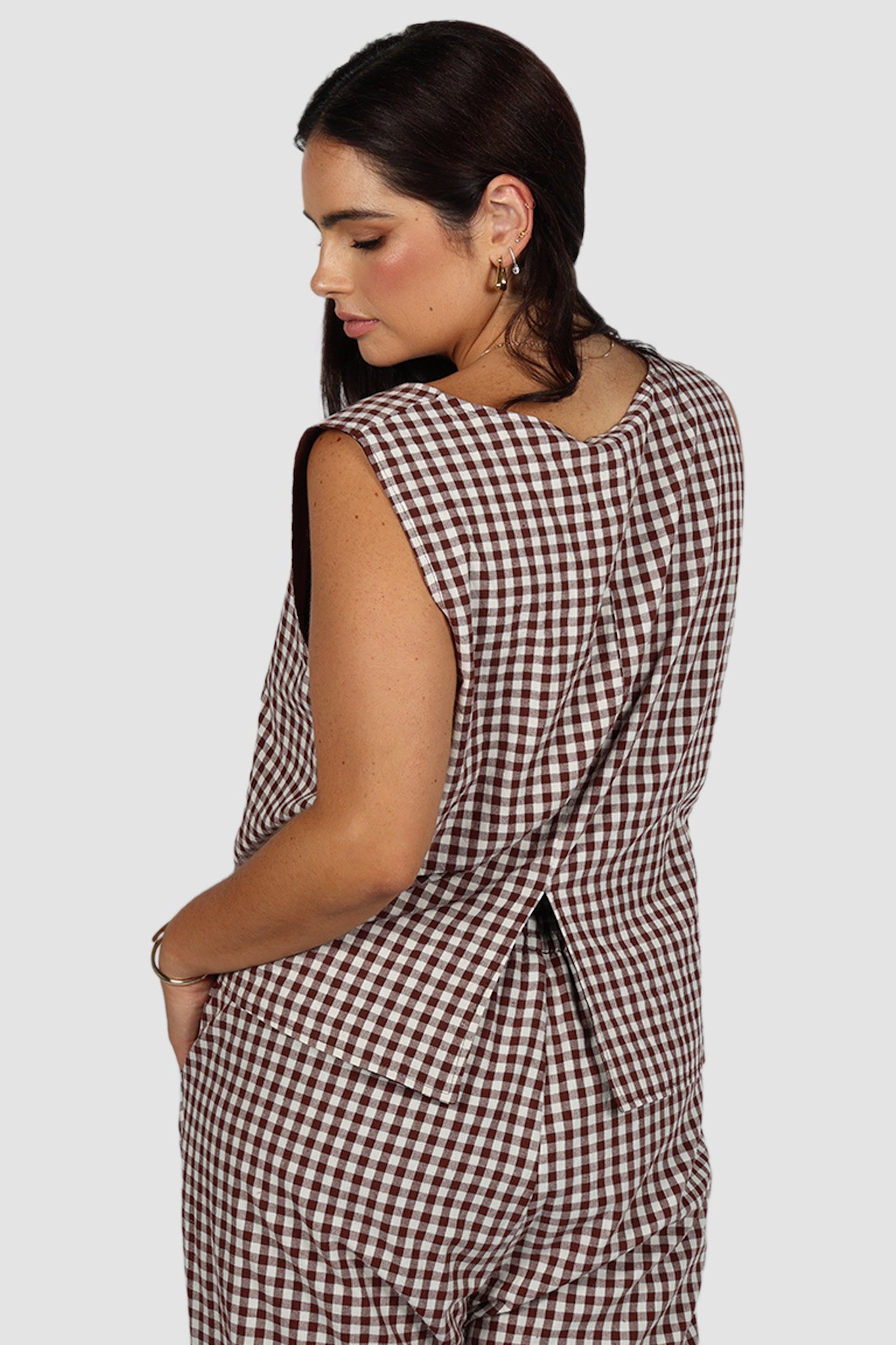 TORBIN TOP CHOC GINGHAM - Fayt The Label