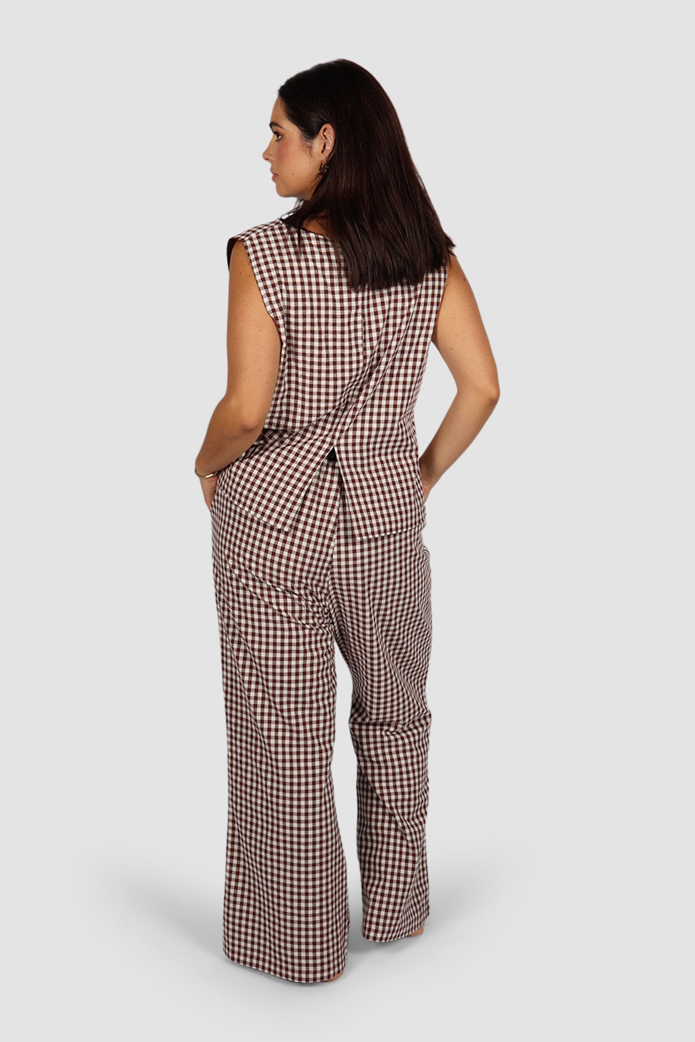 TORBIN TOP CHOC GINGHAM - Fayt The Label