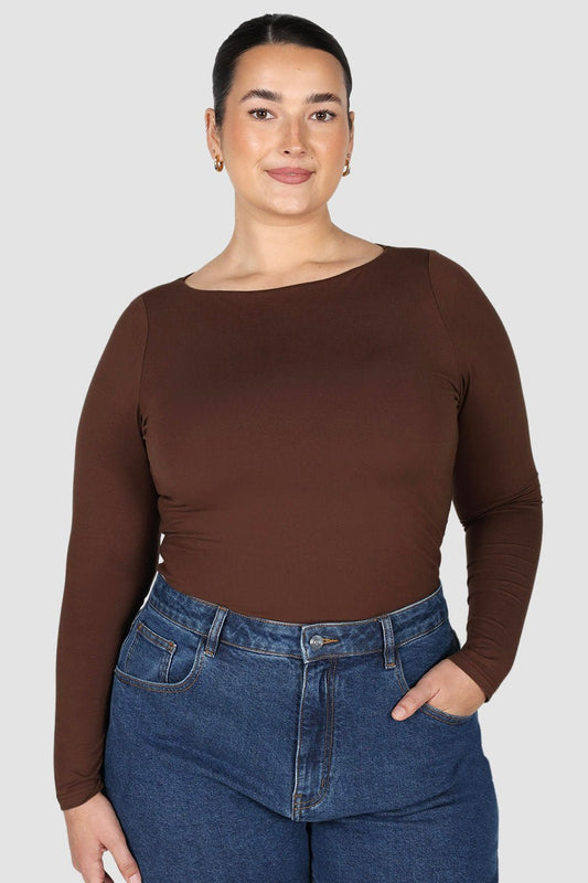 ULTRASOFT ORLA L/S TOP CHOCOLATE - Fayt The Label