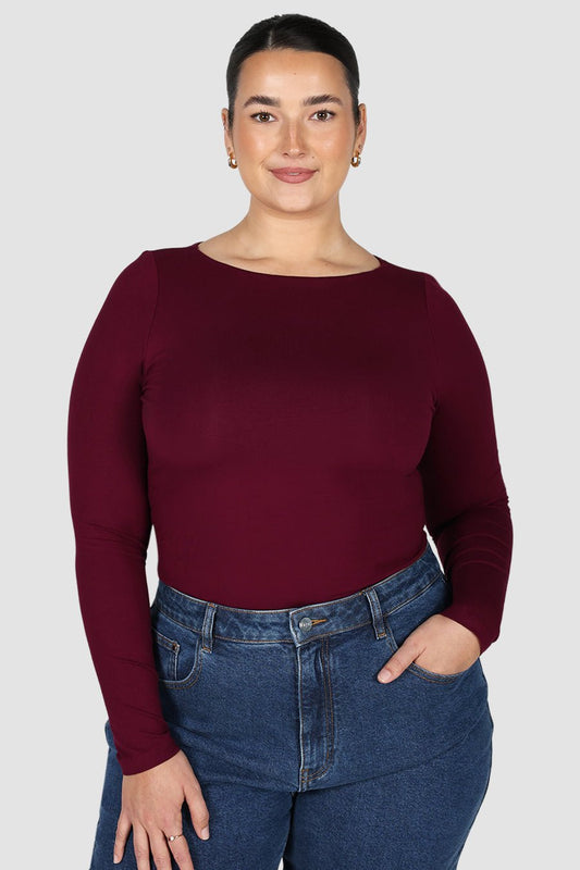 ULTRASOFT ORLA L/S TOP MERLOT - Fayt The Label