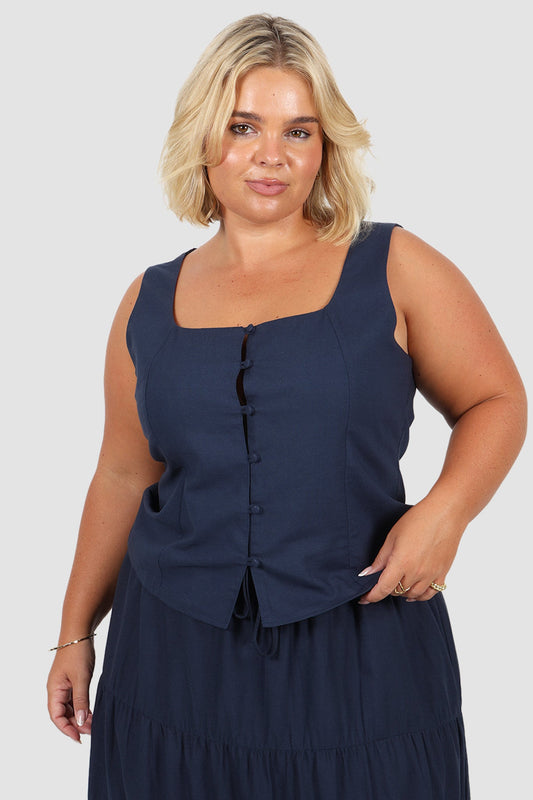 VALENA TOP NAVY - Fayt The Label