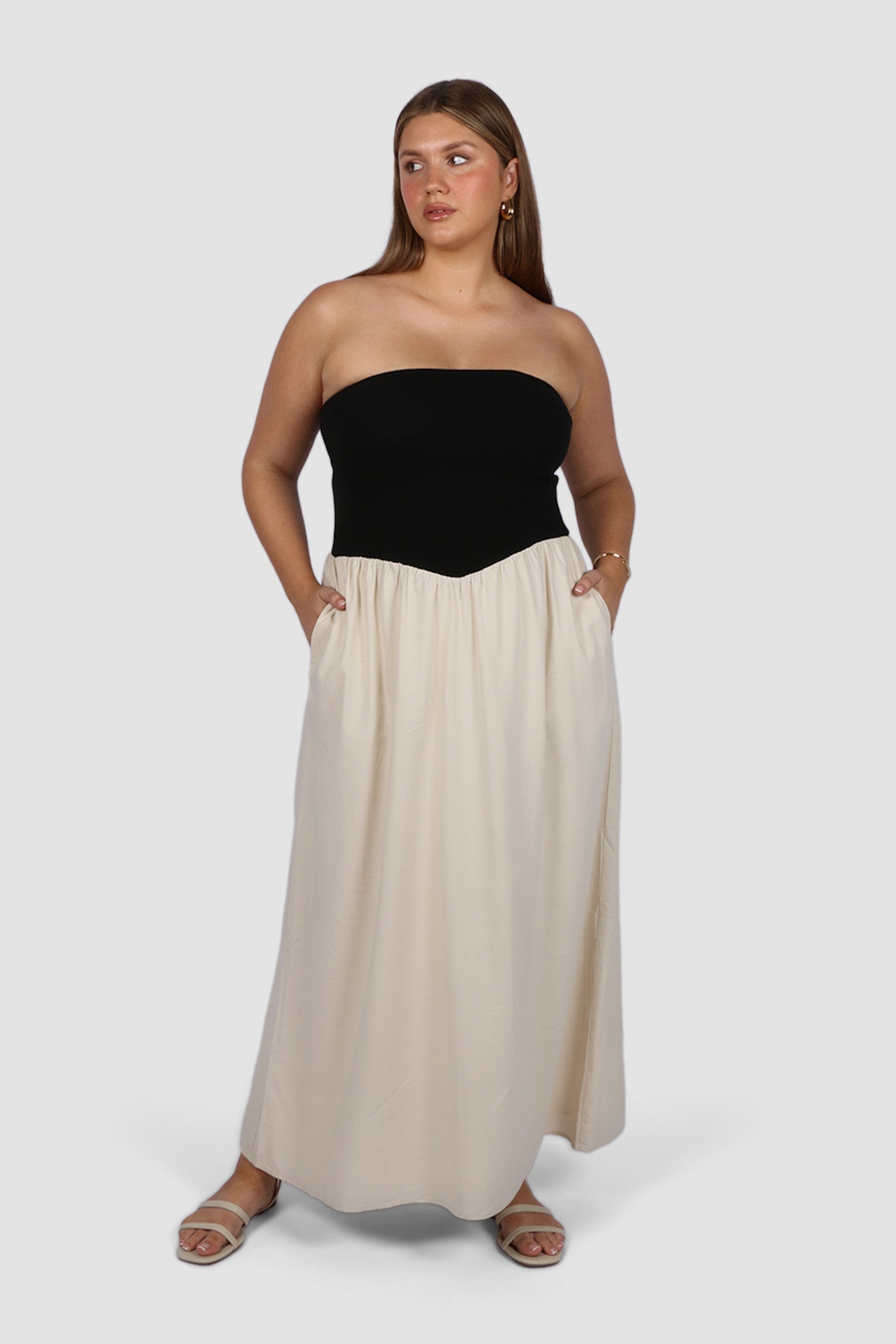VELLA DRESS NEUTRAL/BLACK - Fayt The Label