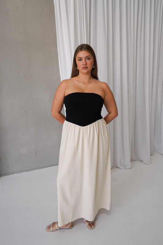 VELLA DRESS NEUTRAL/BLACK - Fayt The Label
