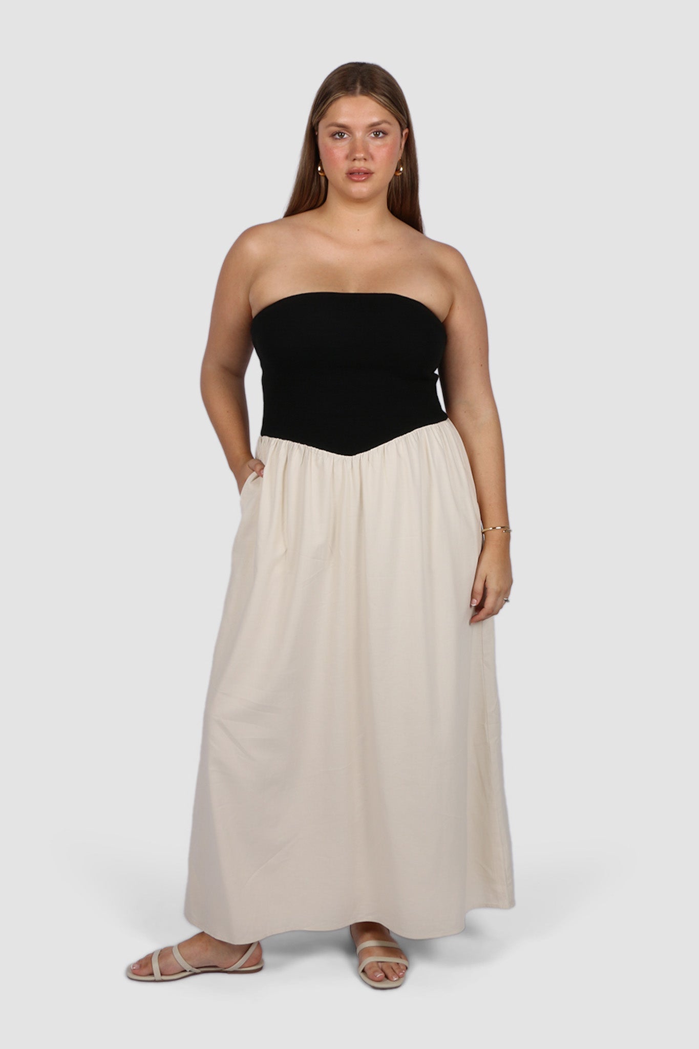 VELLA DRESS NEUTRAL/BLACK - Fayt The Label