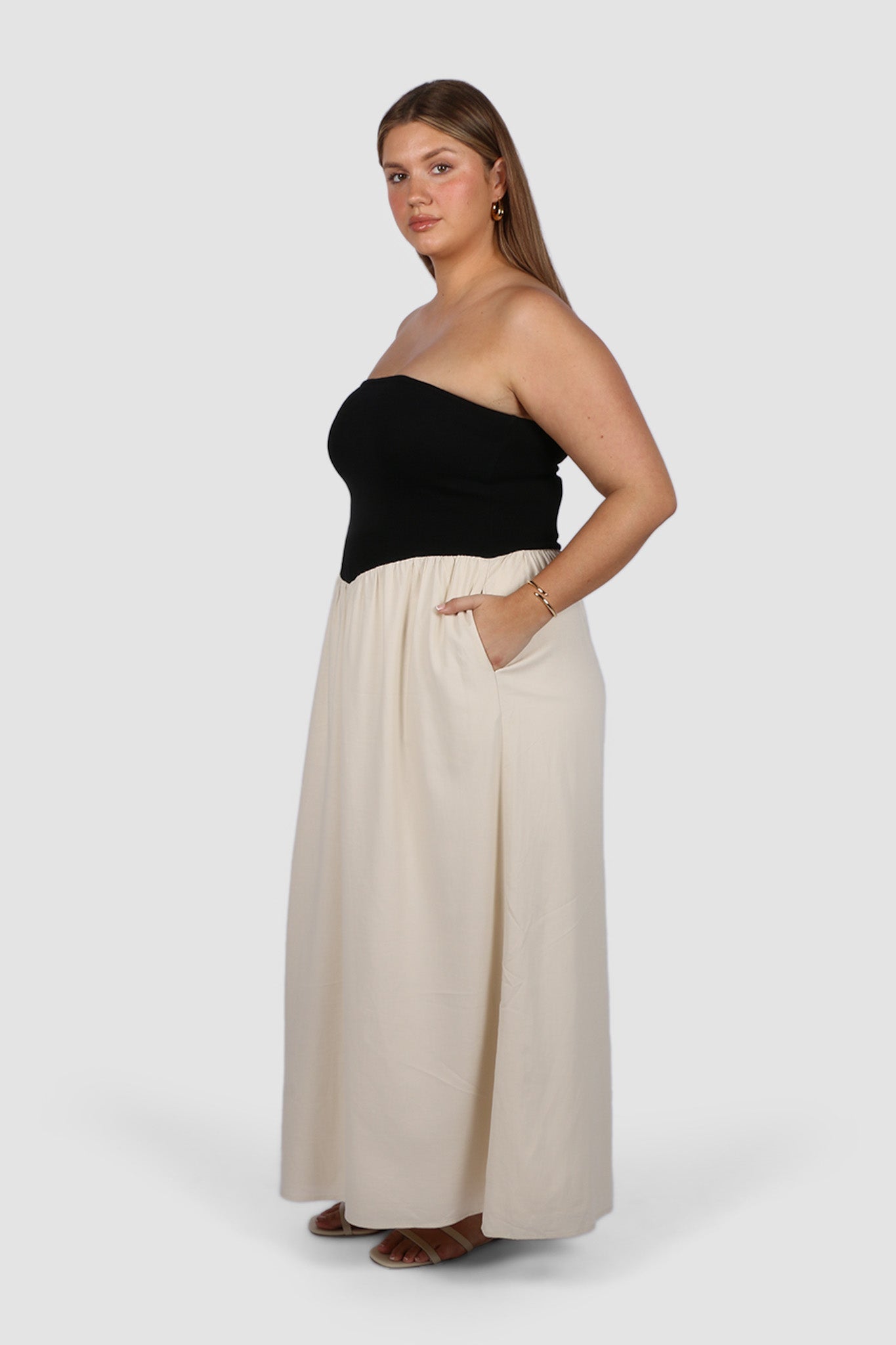 VELLA DRESS NEUTRAL/BLACK - Fayt The Label